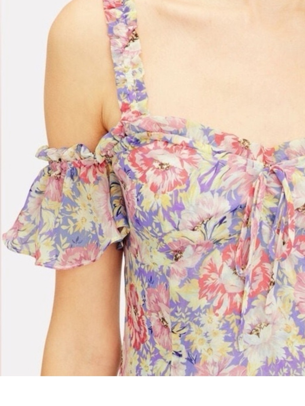 Intermix Silk Sophia Midi Floral High Low Frilly Dress - Picture 3 of 14